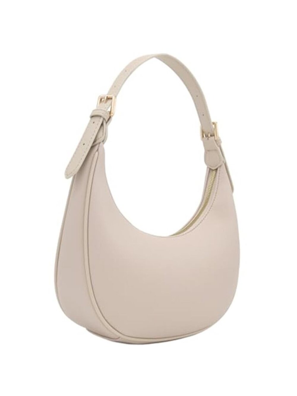 Small Faux Leather Shoulder Bag Underarm Purse Adjustable Strap Zip Handbag